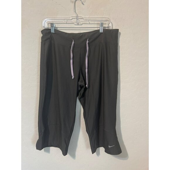 Nike Sz L Grey Lavender Crop Athetic Pants Running Crop Pants Vented Hem - Picture 2 of 9
